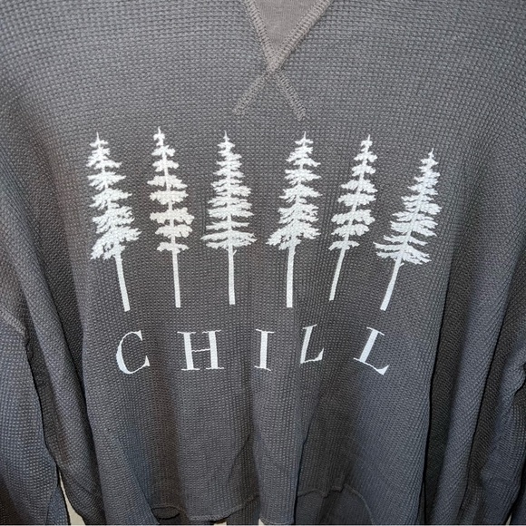 Cropped Waffle Gray Graphic Long Sleeve - Picture 2 of 4